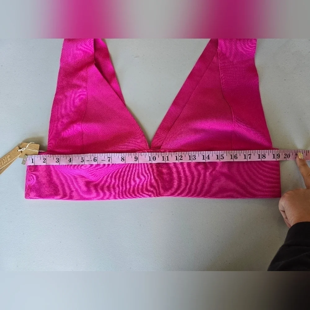 NWT Skims Knit Swim Plunge Bikini Top Magenta Women's Sz 3x.